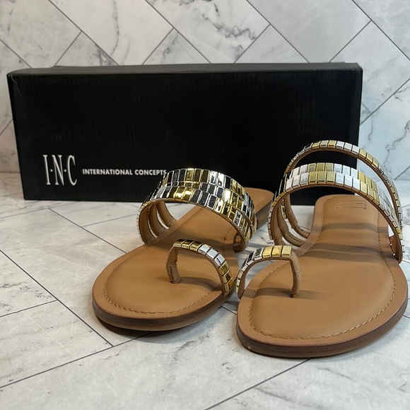 NWT INC International Concepts Womens Jaylee Embellished Slip-On Flat Sandals 8M - Picture 2 of 10